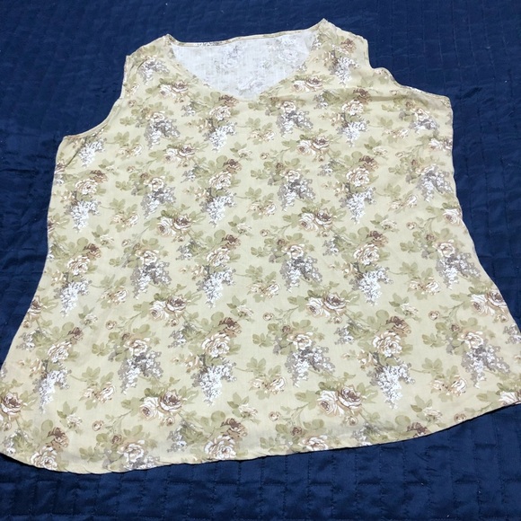 Floral Sleeveless V-Neck Top- no tags- 24” pit to pit- real pretty - Picture 6 of 12
